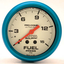 AUTOMETER 2-5/8", Full Sweep Mechanical, 0-15 psi Ultra-Nite Series Fuel Pressure Gauge AU4511 Autofit