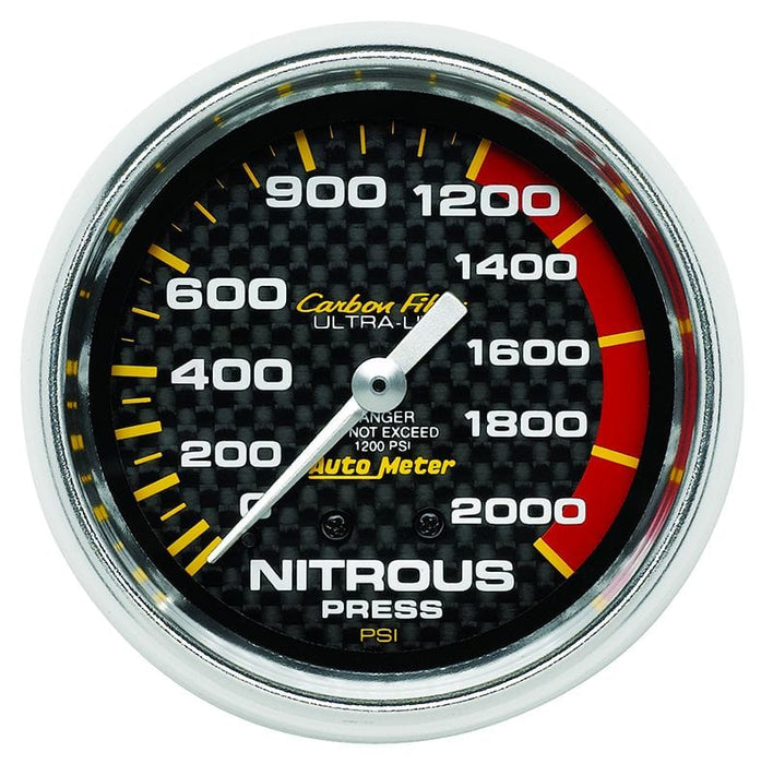 AUTOMETER 2-5/8", Full Sweep Mechanical, 0-2000 psi Carbon Fiber Series Nitrous Pressure Gauge AU4828 Autofit