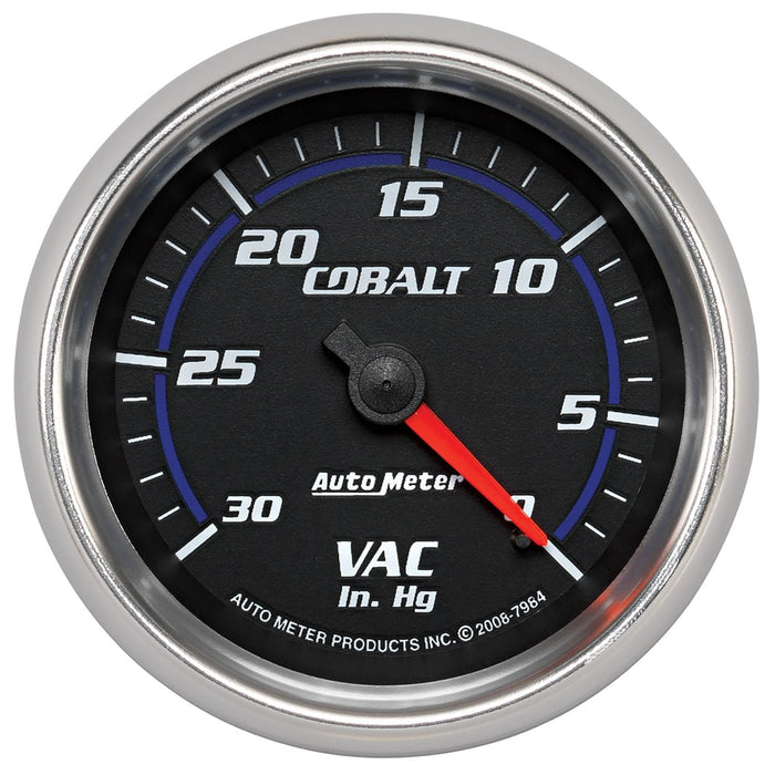 AUTOMETER 2-5/8", Full Sweep Mechanical, 0-30 In. Hg Cobalt Series Vacuum Gauge AU7984 Autofit