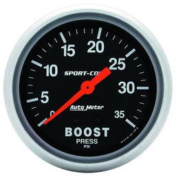 AUTOMETER 2-5/8", Full Sweep Mechanical, 0-35 psi Sport-Comp Series Boost Gauge AU3404 Autofit