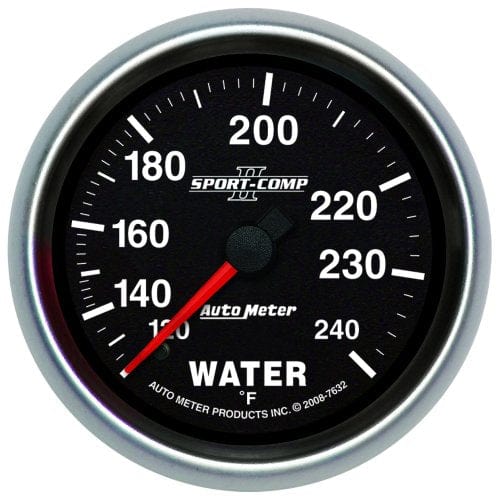 AUTOMETER 2-5/8", Full Sweep Mechanical, 120-240°F Sport-Comp II Water Temperature Gauge AU7632 Autofit