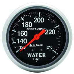 AUTOMETER 2-5/8", Full Sweep Mechanical, 120-240°F Sport-Comp Series Water Temperature Gauge AU3432 Autofit
