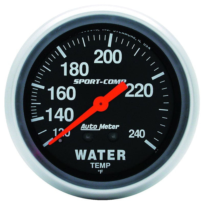 AUTOMETER 2-5/8", Full Sweep Mechanical, 120-240°F Sport-Comp Series Water Temperature Gauge AU3433 Autofit