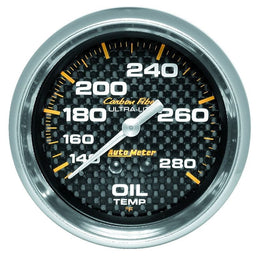 AUTOMETER 2-5/8", Full Sweep Mechanical, 140-280°F Carbon Fiber Series Oil Temperature Gauge AU4841 Autofit