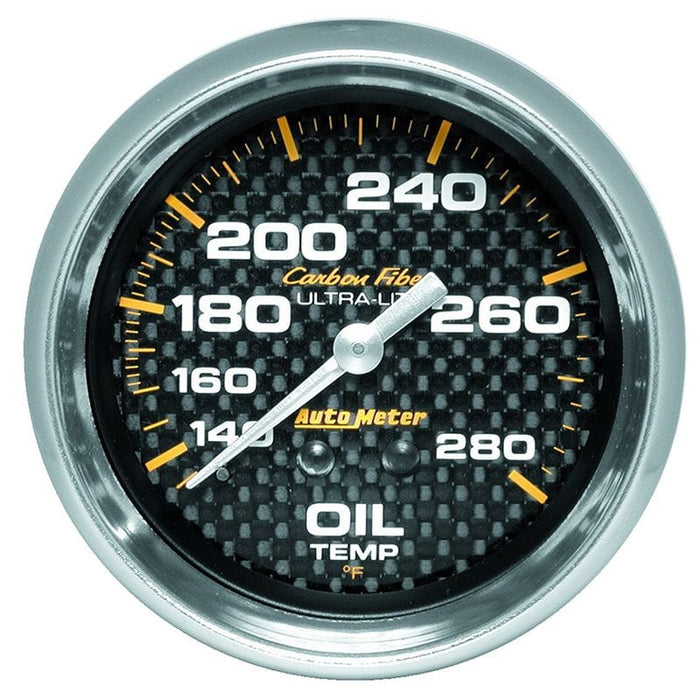 AUTOMETER 2-5/8", Full Sweep Mechanical, 140-280°F Carbon Fiber Series Oil Temperature Gauge AU4841 Autofit