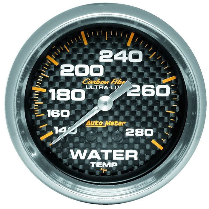 AUTOMETER 2-5/8", Full Sweep Mechanical, 140-280°F Carbon Fiber Series Water Temperature Gauge AU4831 Autofit