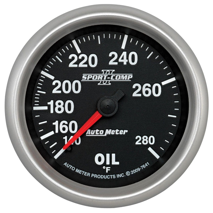 AUTOMETER 2-5/8", Full Sweep Mechanical, 140-280°F Sport-Comp II Oil Temperature Gauge AU7641 Autofit