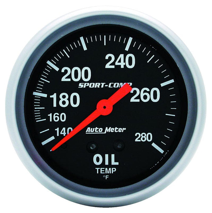 AUTOMETER 2-5/8", Full Sweep Mechanical, 140-280°F Sport-Comp Series Oil Temperature Gauge AU3443 Autofit