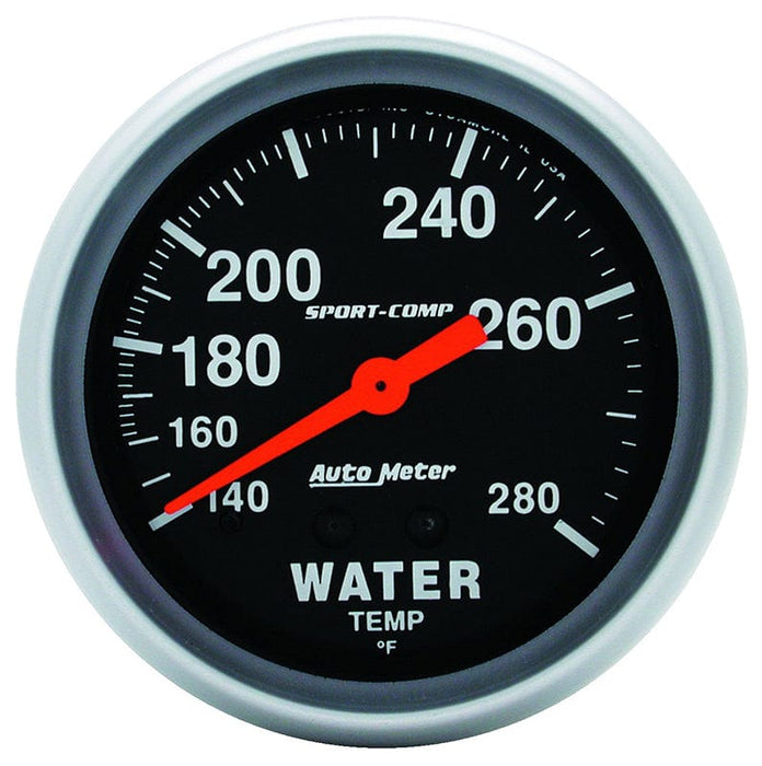 AUTOMETER 2-5/8", Full Sweep Mechanical, 140-280°F Sport-Comp Series Water Temperature Gauge AU3431 Autofit