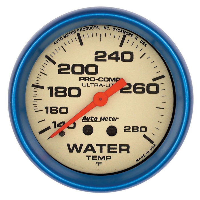 AUTOMETER 2-5/8", Full Sweep Mechanical, 140-280°F Ultra-Nite Series Water Temperature Gauge AU4535 Autofit