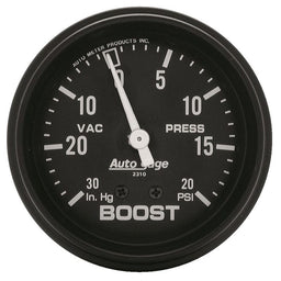 AUTOMETER 2-5/8", Full Sweep Mechanical, 30 In. Hg./20 psi Auto gage Series Boost/Vacuum Gauge AU2310 Autofit