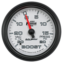 AUTOMETER 2-5/8", Full Sweep Mechanical, 30 In. Hg./20 psi Phantom II Series Boost/Vacuum Gauge AU7801 Autofit
