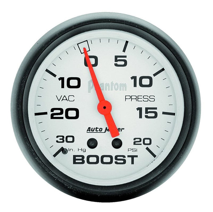 AUTOMETER 2-5/8", Full Sweep Mechanical, 30 in Hg./20 psi Phantom Series Boost/Vacuum Gauge AU5801 Autofit