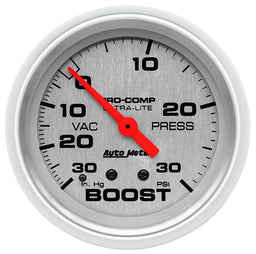 AUTOMETER 2-5/8", Full Sweep Mechanical, 30 In. Hg/30 psi Ultra-Lite Series Boost/Vacuum Gauge AU4403 Autofit