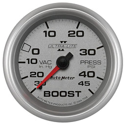 AUTOMETER 2-5/8", Full Sweep Mechanical, 30 In. Hg/45 psi Ultra-Lite II Series Boost/Vacuum Gauge AU7708 Autofit