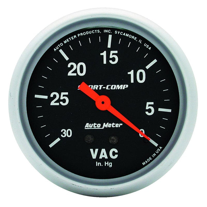 AUTOMETER 2-5/8", Full Sweep Mechanical, 30 In. Hg. Sport-Comp Series Vacuum Gauge AU3484 Autofit
