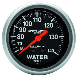 AUTOMETER 2-5/8", Full Sweep Mechanical, Metric, 60-138°C Sport-Comp Series Water Temperature Gauge AU3431-M Autofit