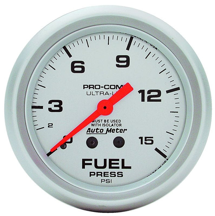 AUTOMETER 2-5/8", Full Sweep Mechanical, with Isolator, 0-15 psi Ultra-Lite Series Fuel Pressure Gauge AU4413 Autofit