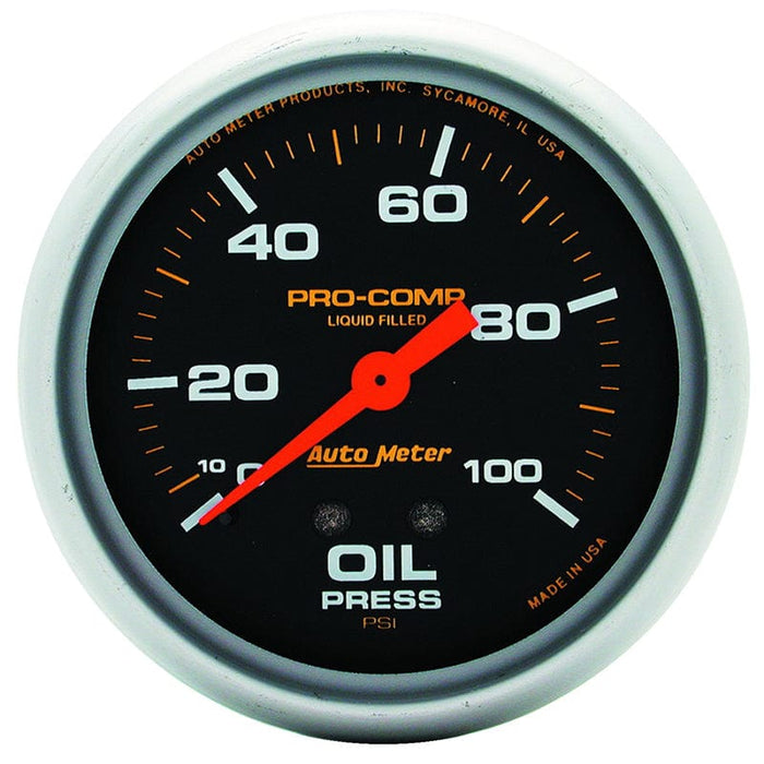 AUTOMETER 2-5/8", Liquid Filled Mechanical, 0-100 psi Pro-Comp Series Oil Pressure Gauge AU5421 Autofit