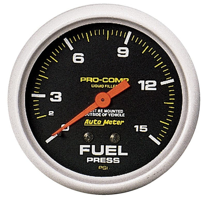 AUTOMETER 2-5/8", Liquid Filled Mechanical, 0-15 psi Pro-Comp Series Fuel Pressure Gauge AU5411 Autofit