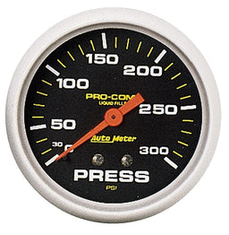 AUTOMETER 2-5/8", Liquid Filled Mechanical, 0-300 psi Pro-Comp Series Pressure Gauge AU5423 Autofit