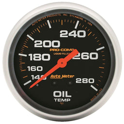 AUTOMETER 2-5/8", Liquid Filled Mechanical, 140-280°F Pro-Comp Series Oil Temperature Gauge AU5443 Autofit