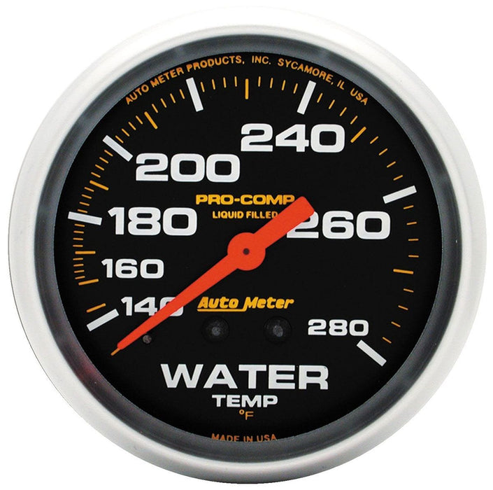 AUTOMETER 2-5/8", Liquid Filled Mechanical, 140-280°F Pro-Comp Series Water Temperature Gauge AU5431 Autofit