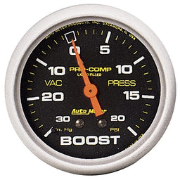 AUTOMETER 2-5/8", Liquid Filled Mechanical, 30 In. Hg/20 psi Pro-Comp Series Boost/Vacuum Gauge AU5401 Autofit