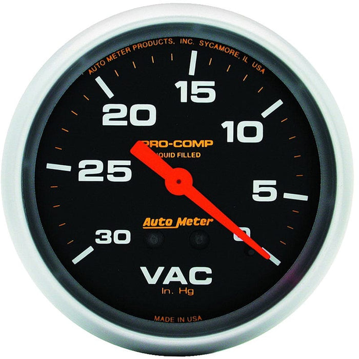 AUTOMETER 2-5/8", Liquid Filled Mechanical, 30 In. Hg. Pro-Comp Series Vacuum Gauge AU5484 Autofit