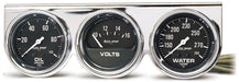 AUTOMETER 2-5/8", Mechanical, Oil Pressure, Water Temperature, Voltmeter Auto gage Three-Gauge Chrome Console AU2399 Autofit