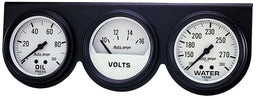 AUTOMETER 2-5/8", Mechanical, White Dial, Oil Pressure, Water Temperature, Volt Auto gage Three-Gauge Console AU2328 Autofit