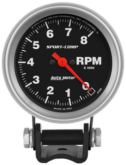 AUTOMETER 2-5/8", Pedestal Mount, 0-8,000 rpm Sport-Comp Series Mini Competition Tachometer AU3708 Autofit