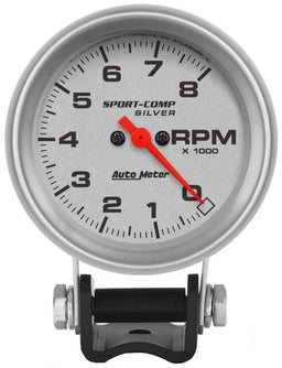 AUTOMETER 2-5/8", Pedestal Mount, 0-8,000 rpm Sport-Comp Silver Mini-Tachometer AU3707 Autofit