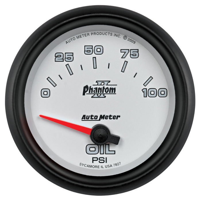 AUTOMETER 2-5/8", Short Sweep Electric, 0-100 psi Phantom II Series Oil Pressure Gauge AU7827 Autofit