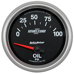 AUTOMETER 2-5/8", Short Sweep Electric, 0-100 psi Sport-Comp II Oil Pressure Gauge AU7627 Autofit
