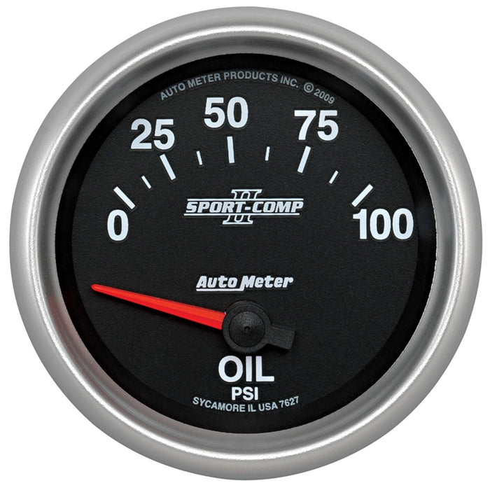 AUTOMETER 2-5/8", Short Sweep Electric, 0-100 psi Sport-Comp II Oil Pressure Gauge AU7627 Autofit