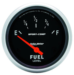 AUTOMETER 2-5/8", Short Sweep Electric, 0 ohms Empty/30 ohms Full Sport-Comp Series Fuel Level Gauge AU3517 Autofit