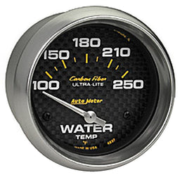 AUTOMETER 2-5/8", Short Sweep Electric, 100-250°F Carbon Fiber Series Water Temperature Gauge AU4837 Autofit