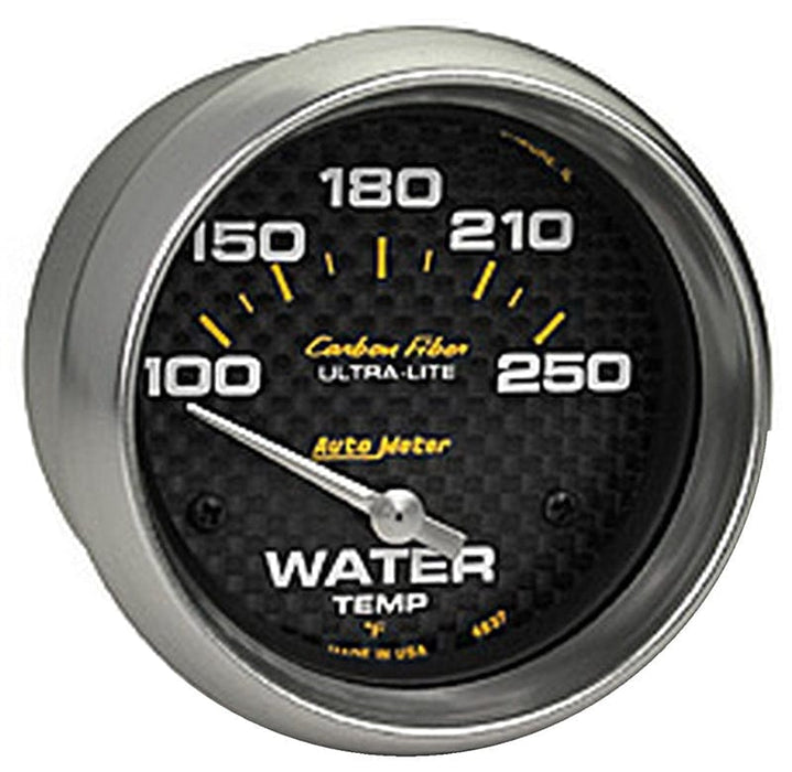 AUTOMETER 2-5/8", Short Sweep Electric, 100-250°F Carbon Fiber Series Water Temperature Gauge AU4837 Autofit