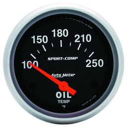 AUTOMETER 2-5/8", Short Sweep Electric, 100-250°F Sport-Comp Series Oil Temperature Gauge AU3542 Autofit