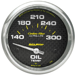 AUTOMETER 2-5/8", Short Sweep Electric, 140-300°F Carbon Fiber Series Oil Temperature Gauge AU4848 Autofit