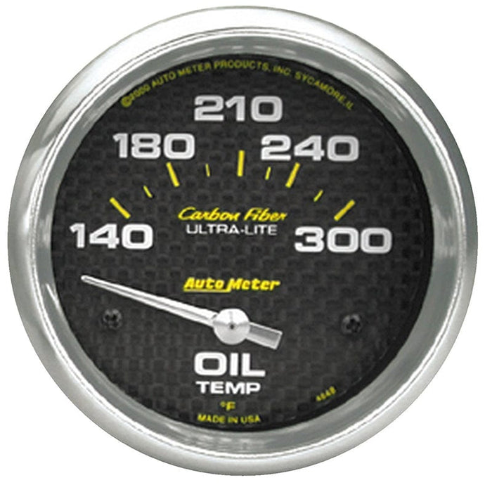 AUTOMETER 2-5/8", Short Sweep Electric, 140-300°F Carbon Fiber Series Oil Temperature Gauge AU4848 Autofit