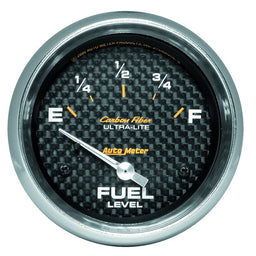 AUTOMETER 2-5/8", Short Sweep Electric, 240 ohms Empty/33 ohms Full Carbon Fiber Series Fuel Level Gauge AU4816 Autofit
