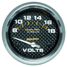 AUTOMETER 2-5/8", Short Sweep Electric, 8-18 volts Carbon Fiber Series Voltmeter Gauge AU4891 Autofit