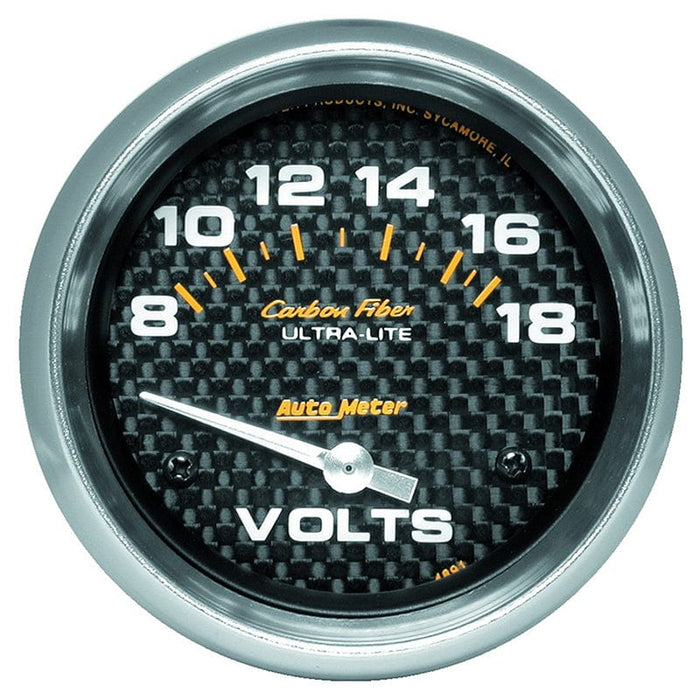 AUTOMETER 2-5/8", Short Sweep Electric, 8-18 volts Carbon Fiber Series Voltmeter Gauge AU4891 Autofit