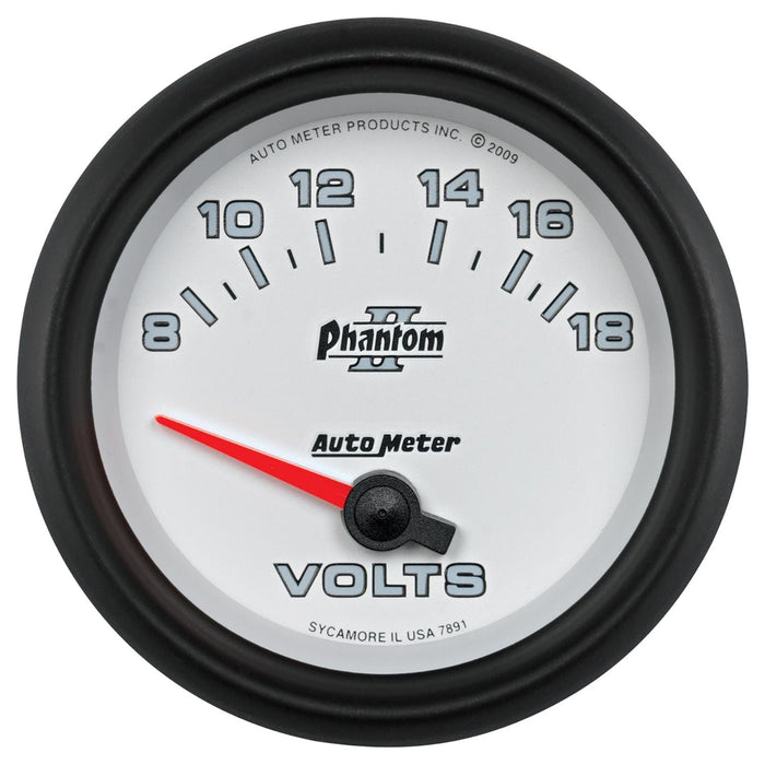 AUTOMETER 2-5/8", Short Sweep Electric, 8-18 volts Phantom II Series Voltmeter Gauge AU7891 Autofit