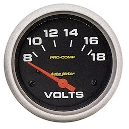 AUTOMETER 2-5/8", Short Sweep Electric, 8-18 volts Pro-Comp Series Voltmeter Gauge AU5492 Autofit