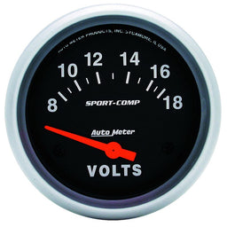 AUTOMETER 2-5/8", Short Sweep Electric, 8-18 volts Sport-Comp Series Voltmeter Gauge AU3592 Autofit
