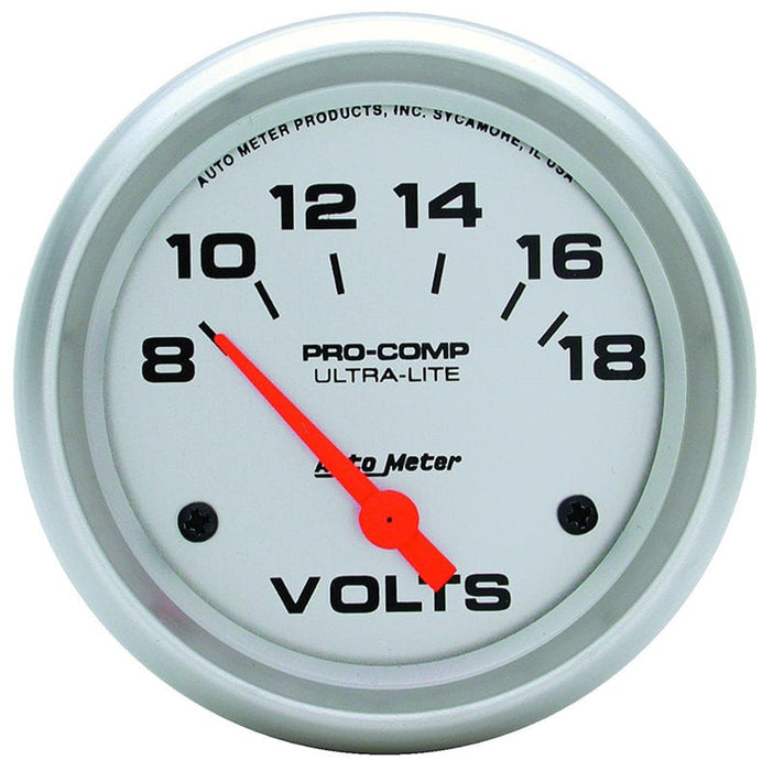 AUTOMETER 2-5/8", Short Sweep Electric, 8-18 volts Ultra-Lite Series Voltmeter Gauge AU4491 Autofit