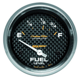 AUTOMETER 2-5/8", Short Sweep Electric, Ford, 73 ohms Empty/10 ohms Full Carbon Fiber Series Fuel Level Gauge AU4815 Autofit